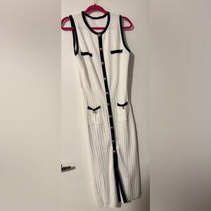 *NWOT* Elegant White and Black Sleeveless Dress